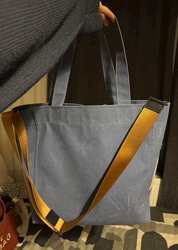 Mavi parisian blue kahverengi askılı BONHEUR THE B+BAG - Görsel 2