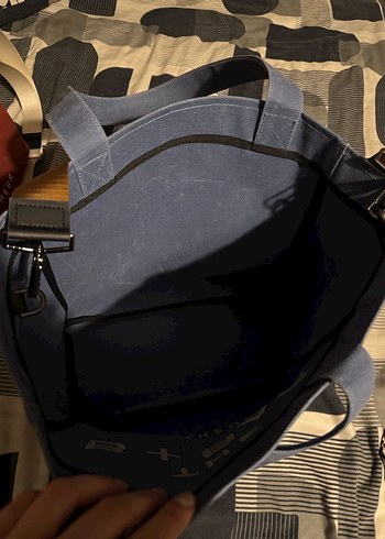 Mavi parisian blue kahverengi askılı BONHEUR THE B+BAG - Görsel 4