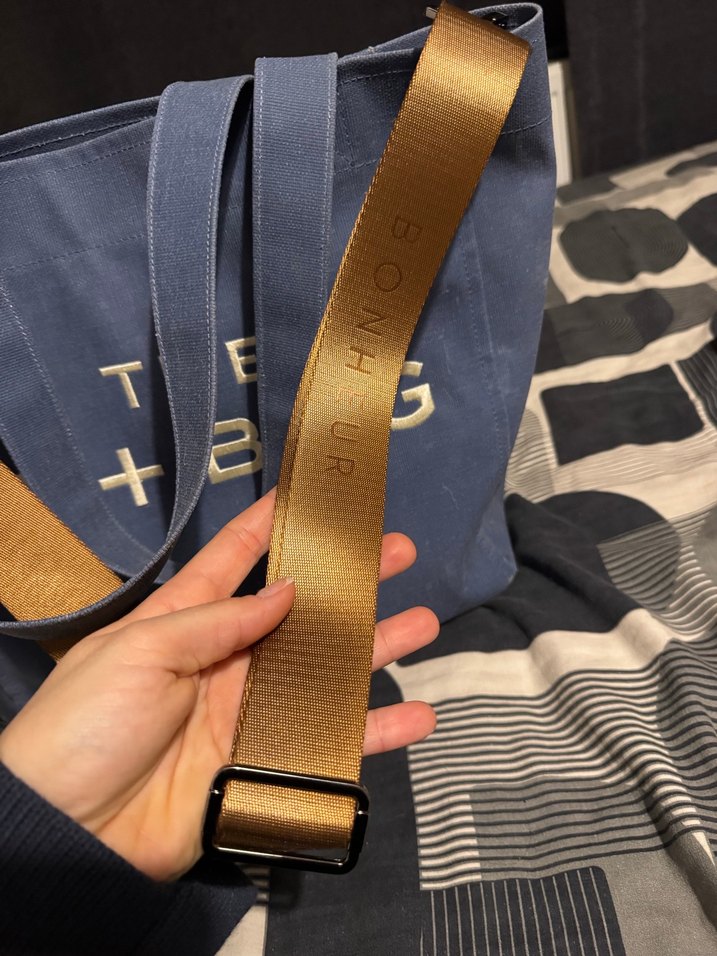 Mavi parisian blue kahverengi askılı BONHEUR THE B+BAG - Görsel 5