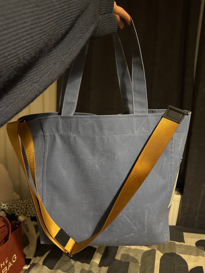 Mavi parisian blue kahverengi askılı BONHEUR THE B+BAG - Görsel 2