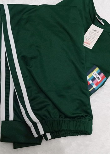 46 Beden Yeşil Kadın Spor Takım Elbise Velcro Detaylı