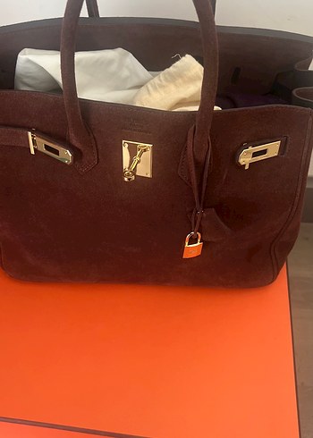 Hermes Kahverengi Süet Tokalı Kadın Çanta
