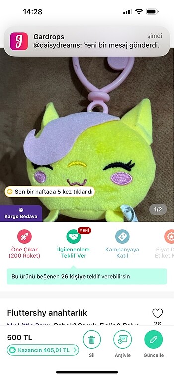Fluttershy anahtarlık