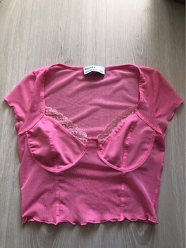 Bershka pembe transparan bluz