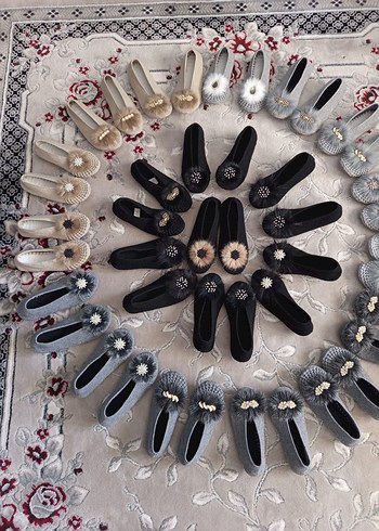 37 Beden Nakışlı Kürklü Yüksek Topuklu Kadın Triko Terlik