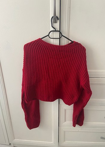 Koyu Kırmızı Örgü Kadın crop
