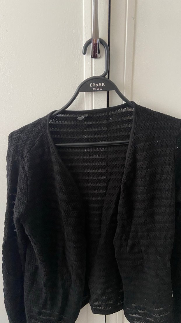 Siyah Örgü Kadın Hırka - Görsel 2