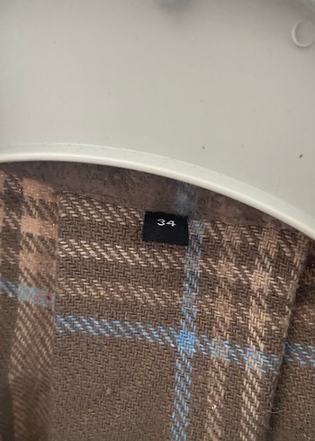 Uzun Kollu Kahverengi Ekose Kadın Gömlek - Görsel 2