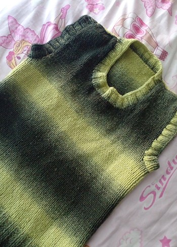 Kız Çocuk Örgü Bohem Kolsuz Triko Süveter - Görsel 2