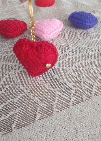 Renkli Örgü Kalp Anahtarlık Seti - Görsel 5