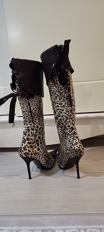 38 Beden kahverengi Renk Leopar çizme