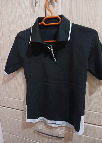 Polo yaka kadın tişört dar kalıp