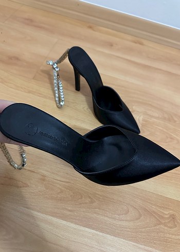 37 Beden siyah Renk Siyah saten Taşlı Stiletto Kadın Topuklu