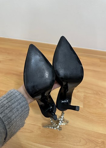Diğer Siyah saten Taşlı Stiletto Kadın Topuklu