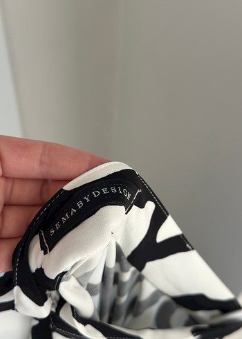 Diğer Uzun Kollu Zebra Desenli Uzun Elbise