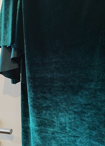 Kadife Mini Boy Zümrüt Yeşili Elbise - Görsel 4