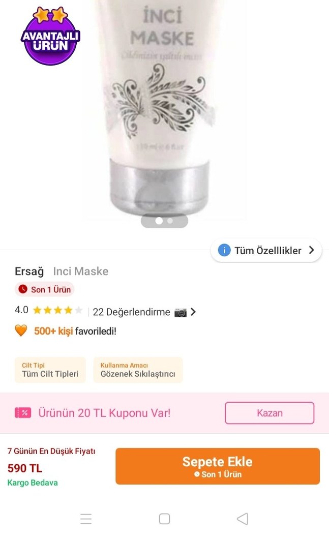 Ersağ İnci Maske 150 ml - Görsel 5