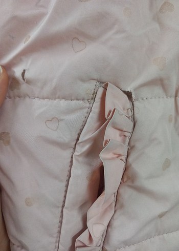 Kız Çocuk Pembe Kapşonlu Düğmeli Yelek - Görsel 4