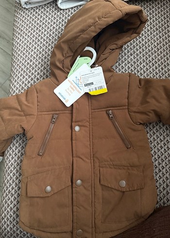 Kapüşonlu Kahverengi Erkek Çocuk Mont - Görsel 2