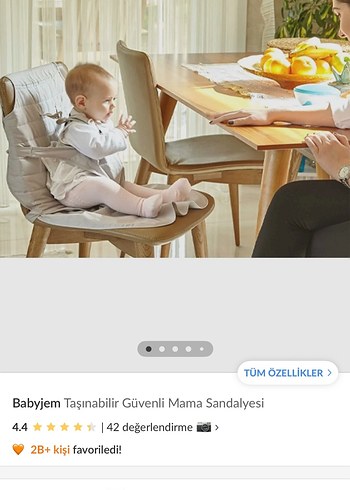 Babyjem Taşınabilir Güvenli Mama Sandalyesi Gri - Görsel 2
