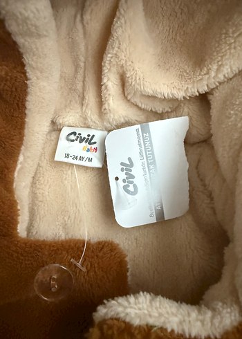 Düğmeli Kapüşonlu Erkek Çocuk Kahverengi Kaban - Görsel 2