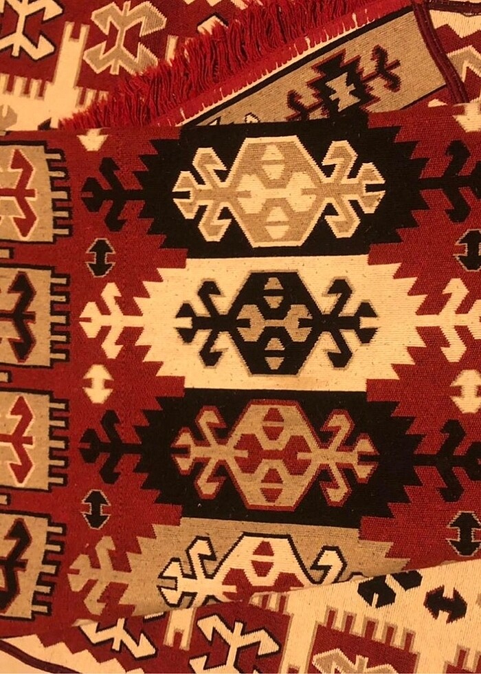 İki adet kök boya  geometrik desenli kilim - Görsel 2