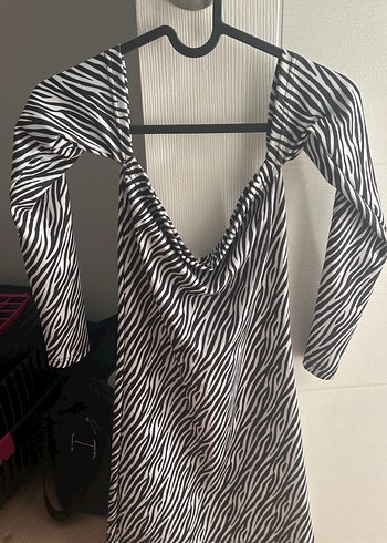 s Beden Zebra Desenli mini elbise