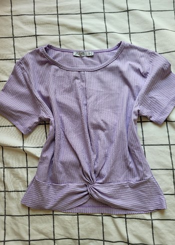Mor Kısa Kollu Fitted Kadın Tişört