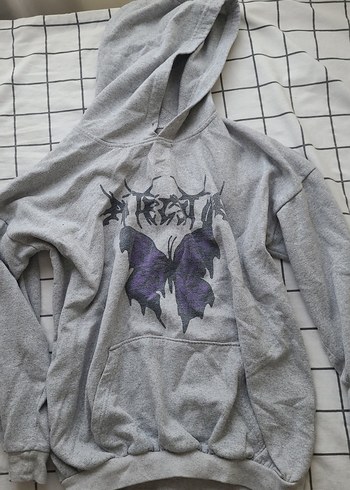 Gri Kapüşonlu Fermuarlı Kadın Sweatshirt