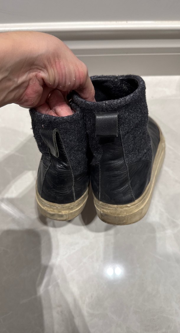 Gri Detaylı Siyah Deri Kadın Dolgu Topuk Bot - Görsel 3