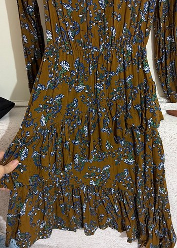 Uzun Kollu Bohem Desenli Uzun Elbise - Görsel 3