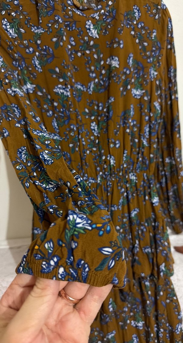 Uzun Kollu Bohem Desenli Uzun Elbise - Görsel 4