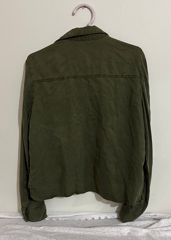 Düğmeli Khaki Keten Uzun Kollu Gömlek - Görsel 3