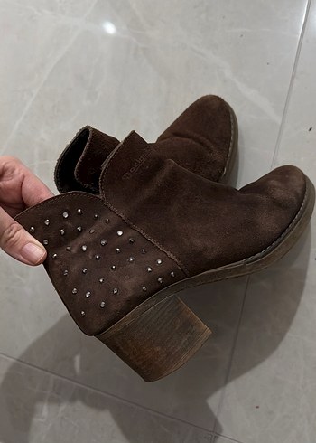 Kahverengi Süet Kadın Dolgu Topuk Bot - Görsel 6