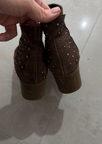 Kahverengi Süet Kadın Dolgu Topuk Bot - Görsel 5