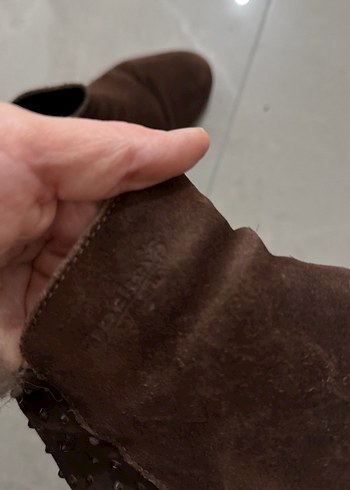 Kahverengi Süet Kadın Dolgu Topuk Bot - Görsel 7