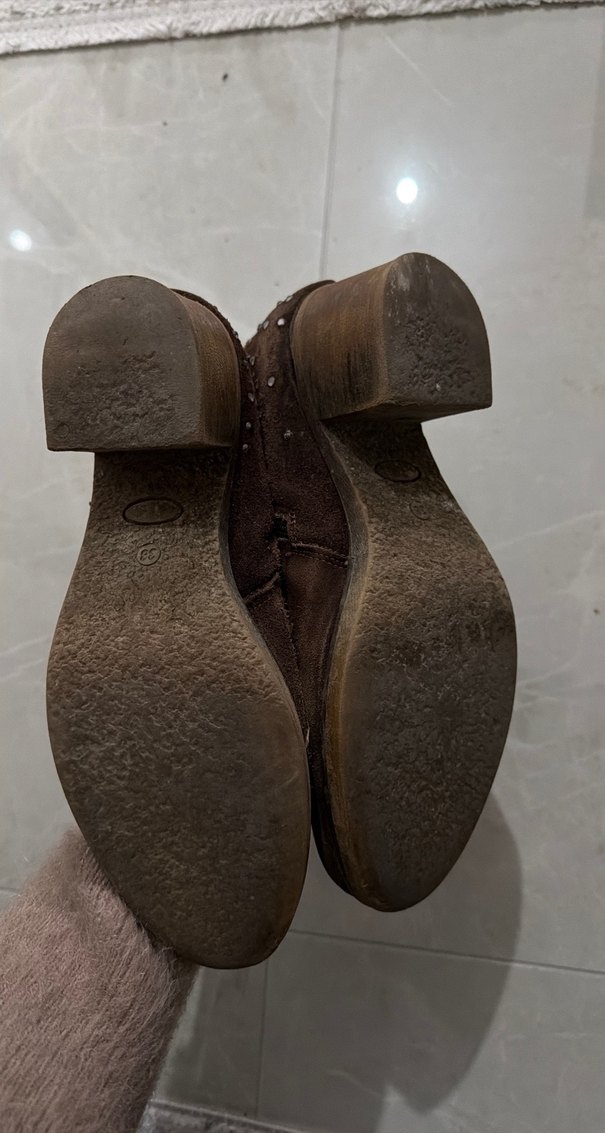 Kahverengi Süet Kadın Dolgu Topuk Bot - Görsel 4