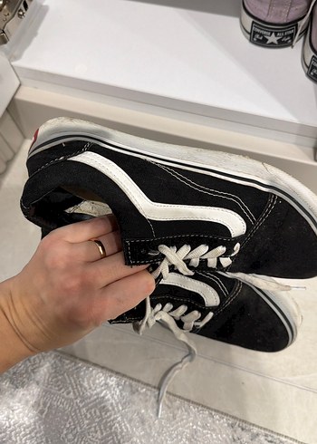 Siyah Beyaz Bağcıklı Kadın Spor Ayakkabı - Görsel 5