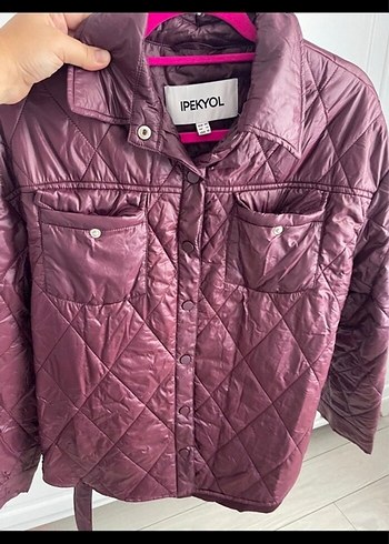 40 Beden Bordo kadın montu Twist