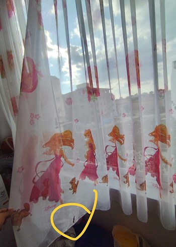 Pembe Bağlama Desenli Tül Perde - Görsel 3