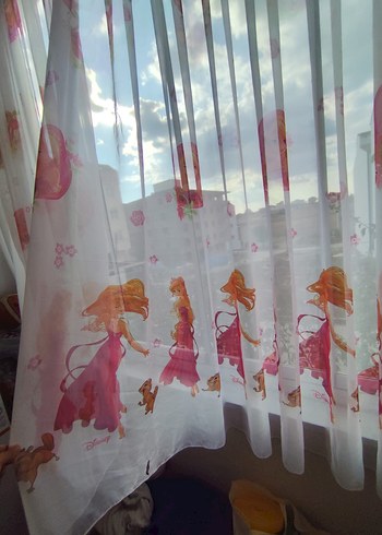 Pembe Bağlama Desenli Tül Perde - Görsel 2