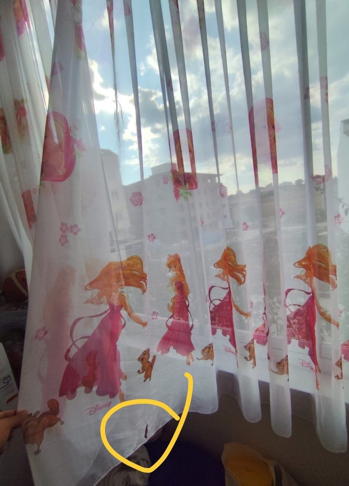 Pembe Bağlama Desenli Tül Perde - Görsel 3