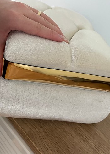 Düğmeli Beyaz süet takı sandıgı - Görsel 2