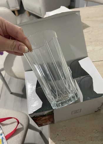 Bej Kutusunda 6 Gri Cam Bardak - Görsel 3