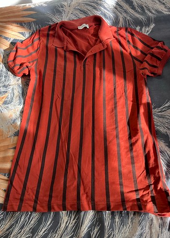 siyah cizgili polo yaka erkek tişört - Görsel 2