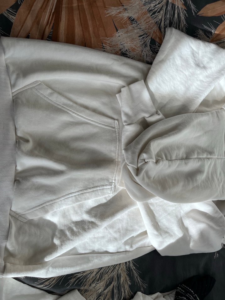 Kadın Beyaz Kapüşonlu  Sweatshirt - Görsel 5