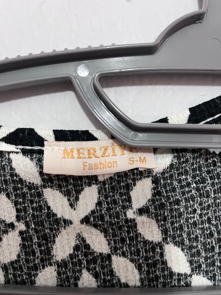 Siyah Beyaz Desenli Uzun Bohem Elbise - Görsel 4