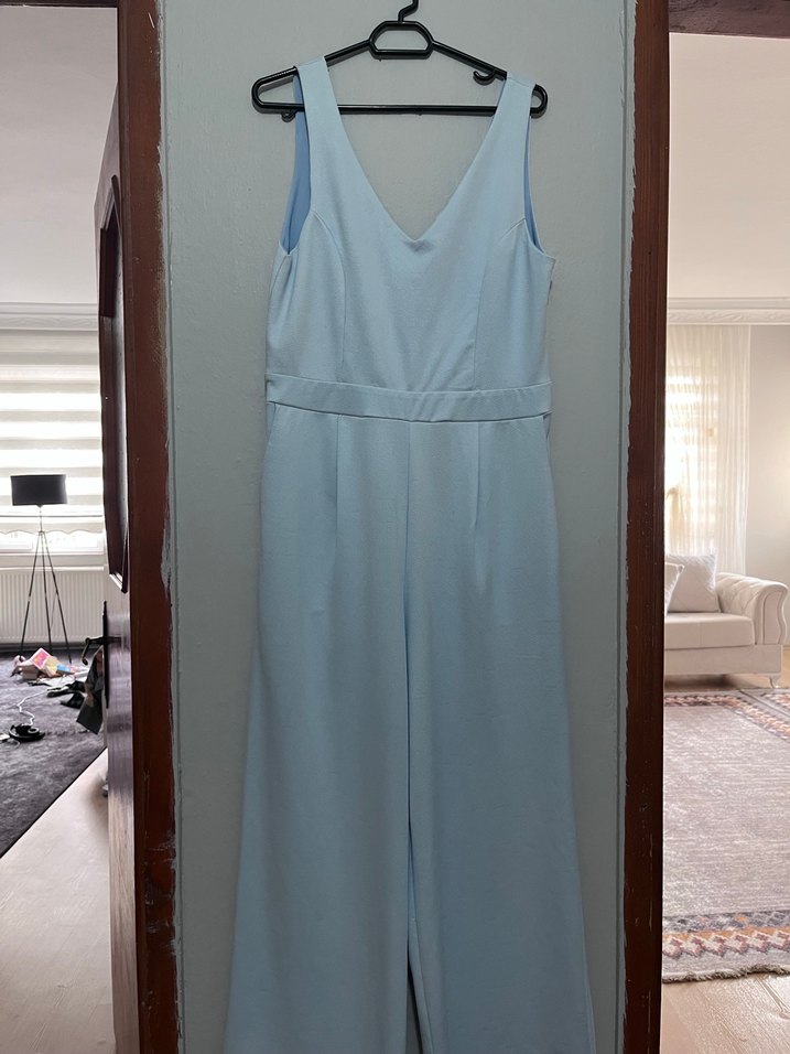 Mavi V Yaka Midi Tulum - Görsel 3