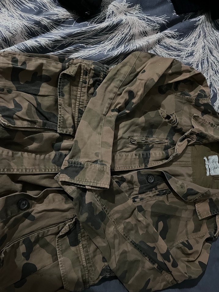 Kahverengi Kamuflaj Desenli  Ceket - Görsel 4