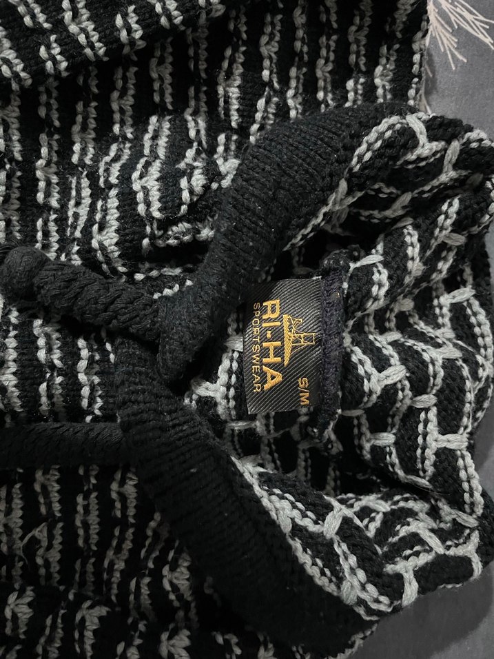 Gri Desenli Boğazlı Triko Kadın /Erkek Kazak - Görsel 3